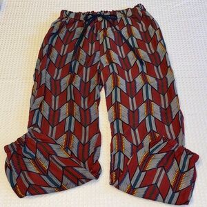 Ya Los Angeles LARGE Multicolor Geometric Silk Joggers Loose Elastic Waist Pants